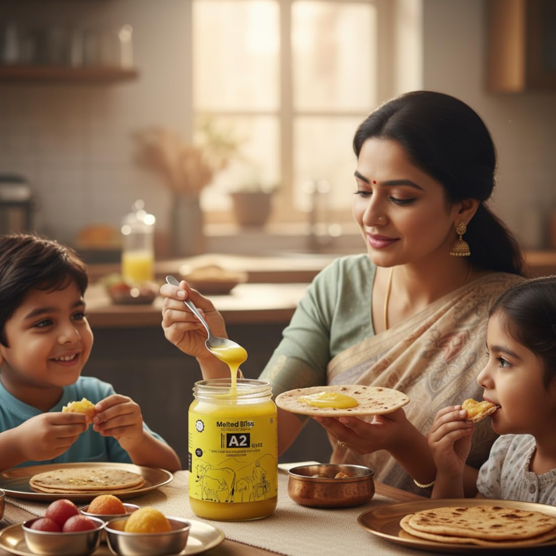 MELTED BLISS® A2 Bilona Cow Ghee | 100% Pure Jaffrabadi Breed Grass Fed | Traditional Desi Ghee in Glass Jar | Lab Tested for Purity | for Cooking, Skin & Hair Care 1000 ml