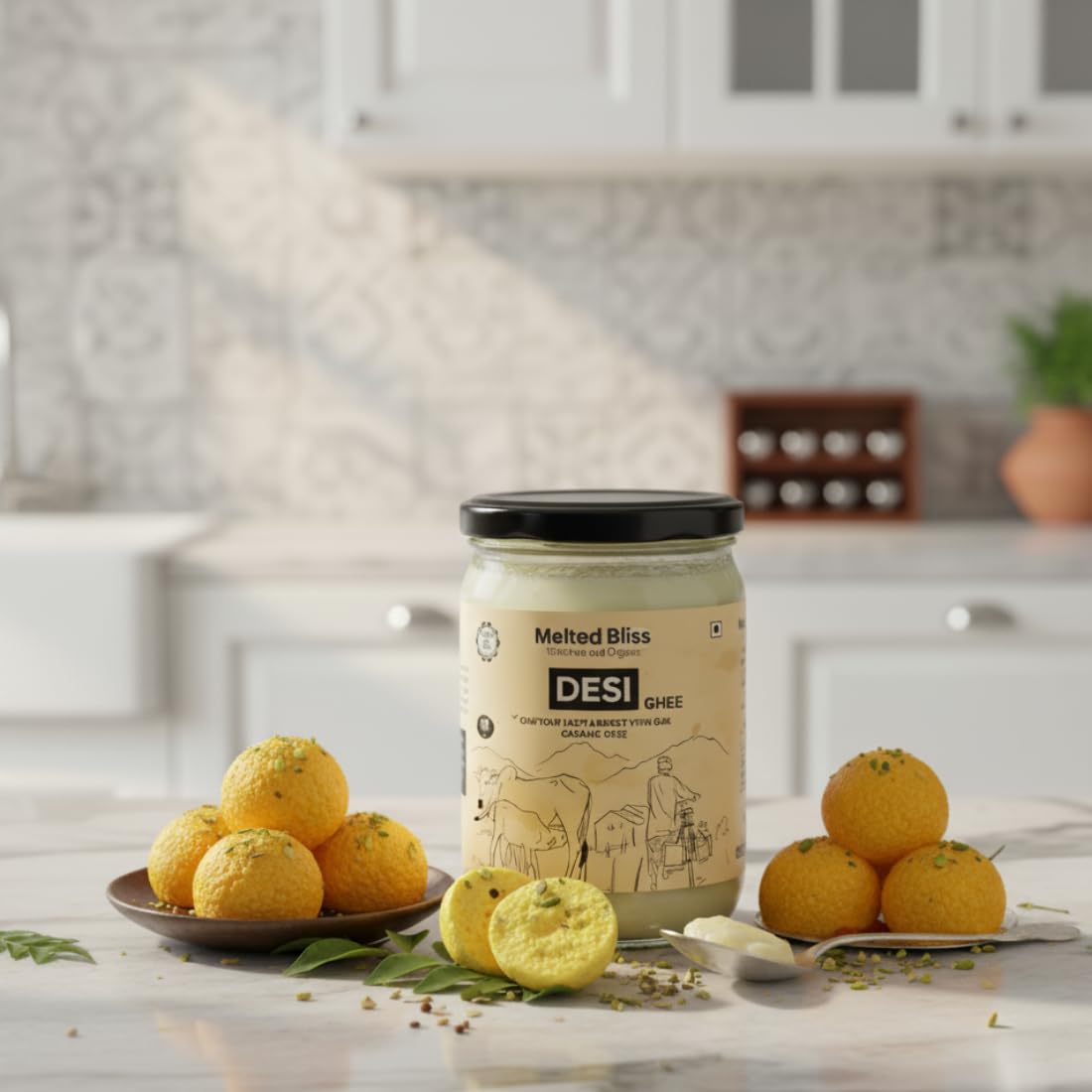 MELTED BLISS® A2 Bilona Buffalo Ghee | 100% Pure Jaffrabadi Breed Grass Fed | Traditional Desi Ghee in Glass Jar | Lab Tested for Purity | for Cooking, Skin & Hair Care (500ml, buffalo A2 Ghee)